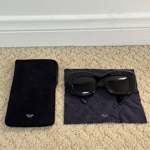 Celine DIANE CL41432 Black Chunky Sunglasses w/ case & cleaning cloth - Picture 4 of 8